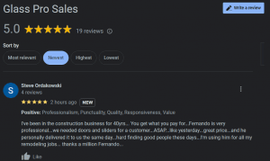 Customer review at Google My Business
